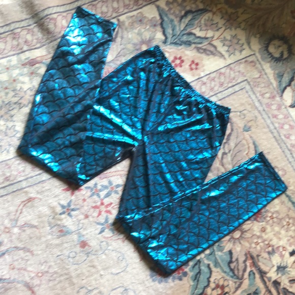 TWEEN MERMAID shiny metallic scale Leggings - Picture 13 of 15